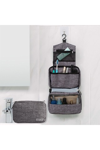 Yifomall Erkek Kadın Seyahat Makyaj Çantası, Kationik Su Geçirmez Oxford Kumaşı, Sağlık Gereçleri Organizer, Gri Renk, Dayanıklı El Çantası