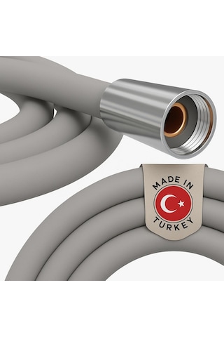 Gri Silikonlu Duş Hortumu, 150 Cm, Esnek Ve Kırılmaya Dayanıklı, Evrensel Bağlantılı, Sızdırmaz Genel