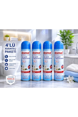 Domol Tuvalet Temizleyici Köpük 4'lü Avantaj Paketi 500 Ml X4 Ekonomik Aile Paketi