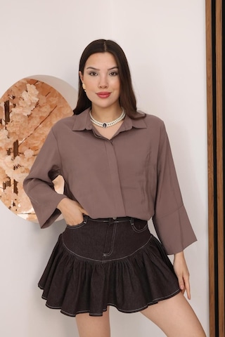 Kadın Slim Fit Dar Kesim Vücuda Oturan Uzun Kollu Gül Kurusu Gömlek Pembe