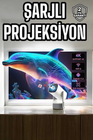 Taşınabilir Sinema Oyun Projektörü Akıllı Projeksiyon Android 11 Yeni Nesil