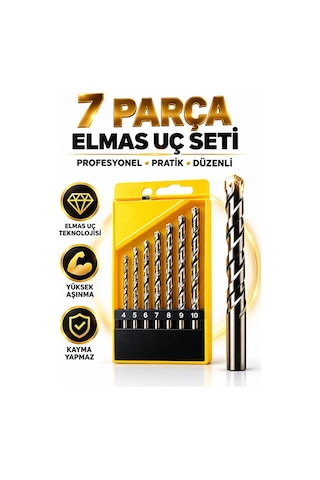 7 Parça Elmas Uç Matkap Seti 4-10 Mm Beton Duvar Seramik