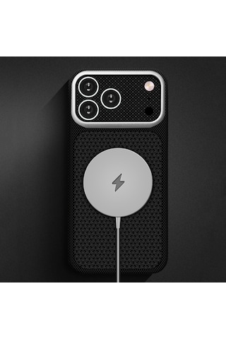 İphone 18 Pro Max Uyumlu Kılıf M-safe Şarj Özellikli Zore Paris Nexel Sert Pc Kapak Siyah