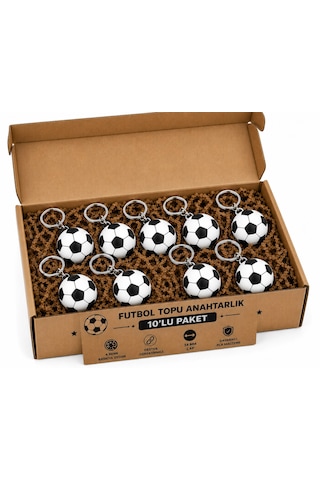 Anahtarlık Futbol Topu 3 Cm Siyah Beyaz 10 Lu Paket Qtop Q-1023