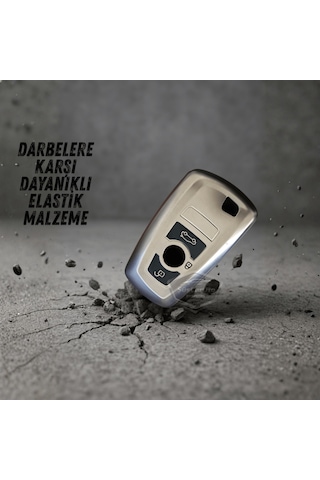 Bmw 1 3 5 7 Serisi F30 F25 F20 F18 F16 F15 F10 & X1 X3 X4 X5 Uyumlu Silikon Anahtar Kılıfı Oto Anahtar Kabı Darbe Emici Anahtarlık Koyu Titan Gri 00 Şüscaroto Aksesuar