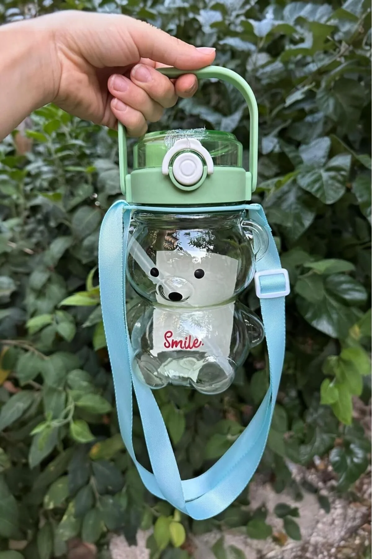Smile Şeffaf Ayıcık Model Öğrenci Su Matarası Öğrenci Su Şişesi Suluk 1000ml Bpa Içermez Asorti Çok Renkli