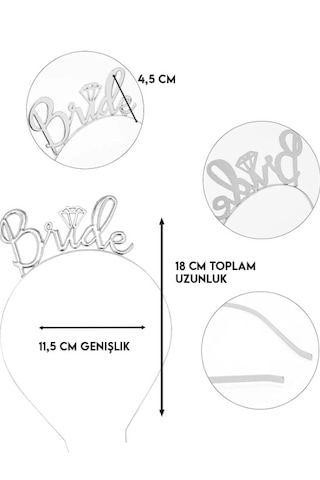 1 Adet Gümüş Gri Parlak Bride To Be Taç, Bekarlığa Veda Metal