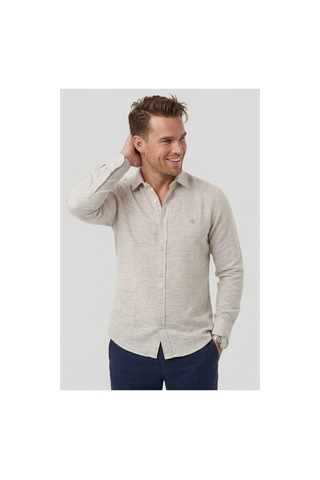 Deepsea Krem Slim Fit Çizgili %100 Pamuk Erkek Gömlek Nefes Alan Şık Günlük Gömlek 2602626