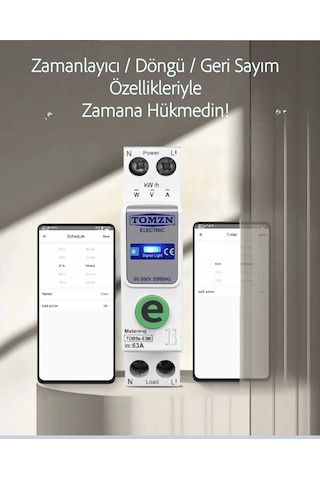 Tomzn Akıllı Voltaj Ve Akım Koruma Rölesi, Wifi Özellikli Dahili Enerji Ölçer 63a Ewelink Uyumlu
