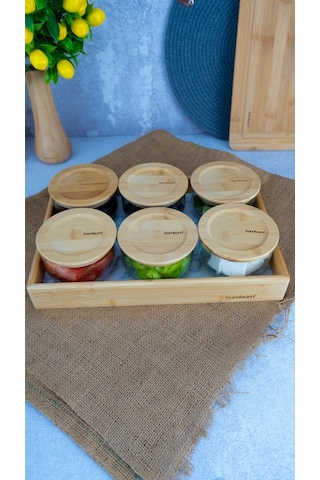 Bambum 13 Parça Duo Cam Kahvaltılık Mermer Desen B6137 Ahşap