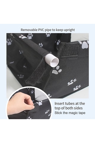 Geeroyoo Araç İçi Kullanım İçin Su Geçirmez Çıkarılabilir Kedi Ve Köpek Taşıma Yatağı - Siyah Ayak İzi Desenli