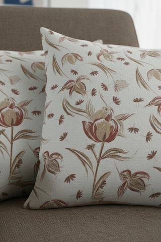Chevron Bohem Dekoratif Punch Yastık Kırlent Kılıfı 2 Adet 45x45 Rustik Çiçek Kahverengi 45 x 45