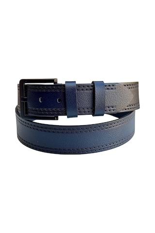 Süzer Deri Lacivert Hakiki Deri Düz Renk Dikişli Model 4.5 Cm. Genişlikli Spor Kemer // 505-28