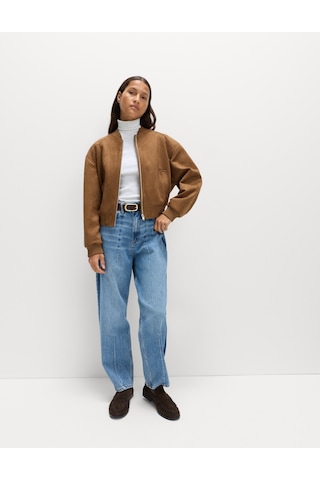 Marks & Spencer Suni Süet Hafif Bomber Ceket Kahverengi