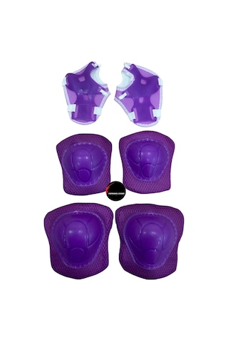 Işıklı Çocuk Pateni Ayarlanılabilir Alıştırma Silikon Tekerli Frenli Metal Gövdeli Paten Dizlik Set Mor