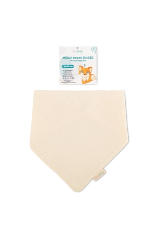 Novibaby Müslin Bebek Fular Önlük – Ekru – Mama Önlüğü Salya Bezi Ağız Mendili Bandana 30x30cm Ekru