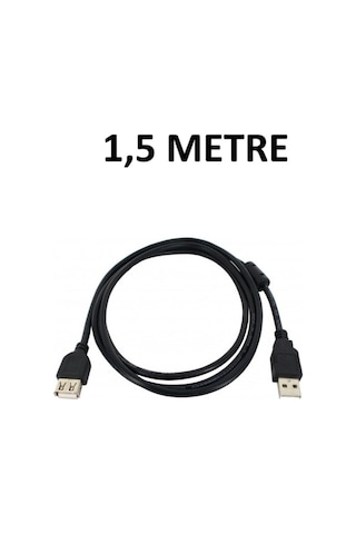 1.5 Metre Usb 2.0 Uzatma Kablosu Erkek Dişi - Ferrit Filtreli Siyah