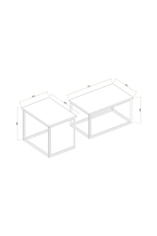 Pissa Metal Ayak Orta Sehpa 2li Zigon Sehpa Beyaz Mermer Deseni