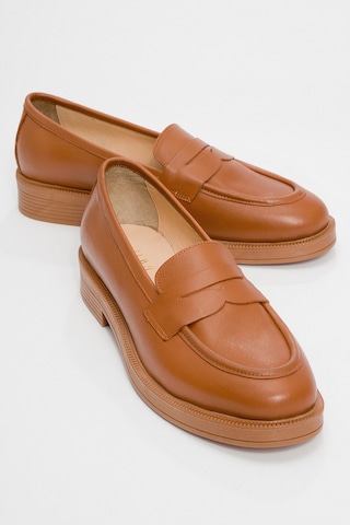 Luvishoes Luvi Shoes Pline Taba Cilt Hakiki Deri Kadın Loafer Ayakkabı Taba