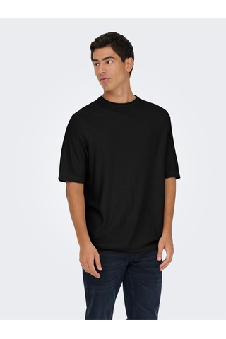 Only & Sons Onskalmar Rlx 12 Ss Crew Knıt Siyah Kazak - 22033561 Siyah