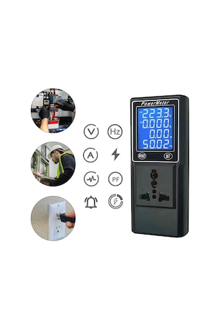Ayt Powermaster Pm-26400 Volt Amper Watt Hz Güç Ölçer Dijital Ekranlı Powermeter Universal Priz Tip
