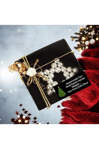 Yılbaşı -yeni Yıl Hediyesi 5 Adet İnci Yıldız Siyah Kutulu Anahtarlık