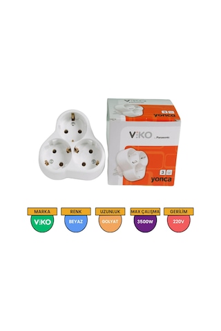 VİKO 3'Lü Yonca Topraklı Fiş - Priz