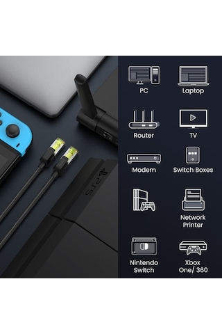 Ebitda 80421 Cat7 10 Gbps Rj45 Kablosu 1m - Yüksek Hızlı Ethernet Kablo - Ugreen