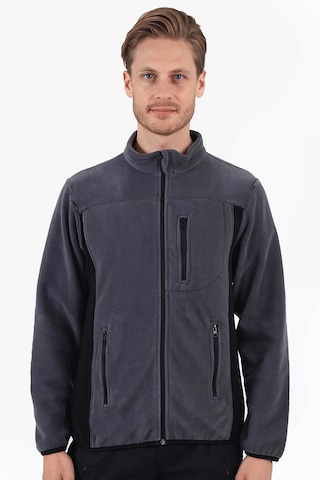 Çift Renkli Polar Ceket Gri - Siyah