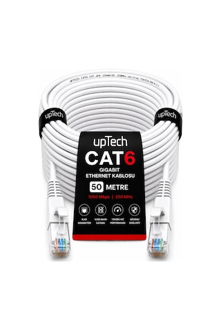 Uptech Cat6 Ethernet Kablosu 50 Metre Rj45 Lan İnternet Modem Router Bilgisayar Kablosu