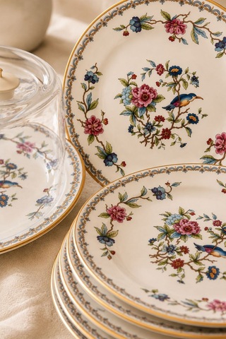 8 Parça Floral Kek Fanuslu Pasta Seti -5958 Bej