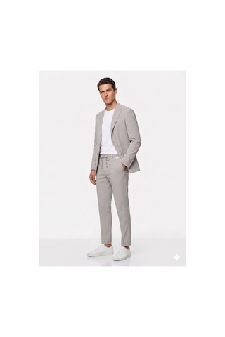 Modmen İtalyan Kesim Slimfit Erkek Takım Elbise Çizgili Gri