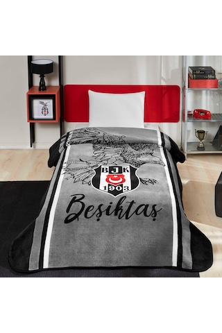 Beşiktaş Lisanslı Battaniye Kupa Hediyeli Siyah Beyaz