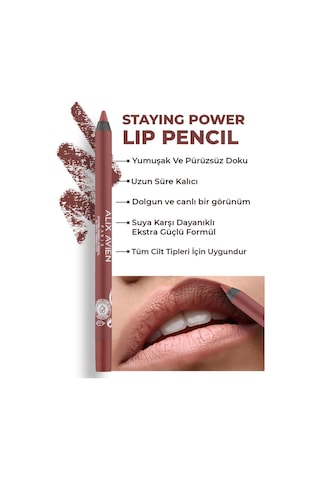 Alix Avien Suya Dayanıklı Uzun Süre Kalıcı Yumuşak Dudak Kalemi Staying Power Lip Pencil 54 Spicy Terracotta