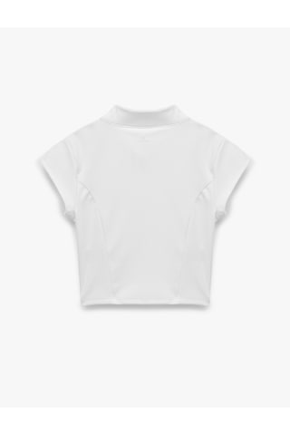 Koton Yarım Fermuarlı Slim Fit Dik Yaka Kısa Kollu Spor Tişört Beyaz 7wak10141nk