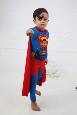 Masho Kids Baskılı Pelerinli Süperman Kostümü - Süper Adam Kostümü (437817991)
