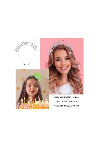 Kristal Taşlı Gümüş Birthday Girl Yazılı Doğum Günü Parti Tacı 19x11cm Aklby-bsva58 Diğer 12532839