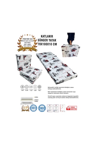 Katlanır Yer Yatağı Ve Tek Kişilik Sünger Katlanır Minder Yatak 70x180x10 Cm-istanbul