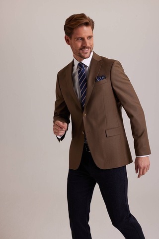 Erkek Taba Regular Fit Mono Yaka Blazer Ceket 001