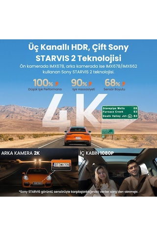 70mai T800-2 Ön Kamera +iç Kamera + Rc24 Arka Kamera 128gb