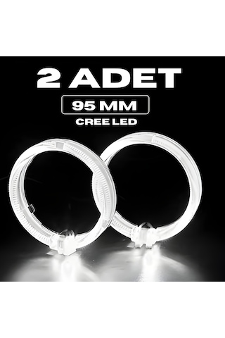 95mm Cree Led Angel Eye Melek Gözü Kristal Beyaz Halka Far Modifiye Gündüz Farı Seti - 2 Adet Takım Ürün