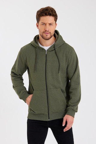 Comeor Kanguru Cepli Kapüşonlu Fermuarlı İçi Pamuklu Erkek Sweatshirt Haki 001 Haki