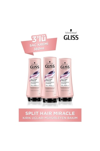 Gliss Split Hair Miracle Saç Kremi 360 ML x 3 Adet
