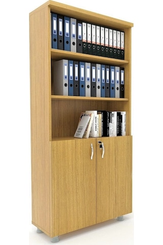 Modüler Dünyası Kapaklı Kitaplık Dosya Dolabı Teak - 80X38X188 Teak