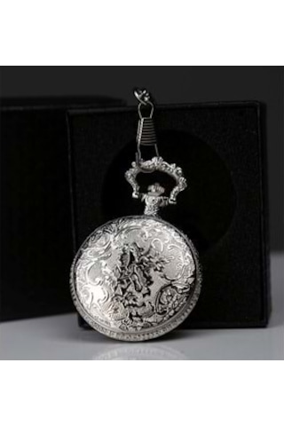 Özel Kutulu Gümüş Renkte Köstekli Saat