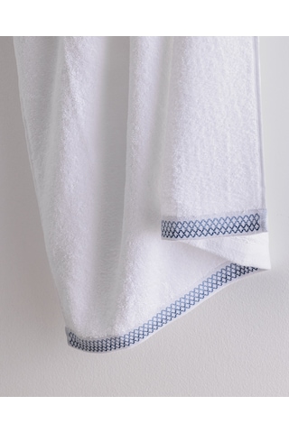 Madame Coco Topaze Pamuklu Banyo Havlusu - Beyaz/mavi - 70x140 Cm 8684427297001