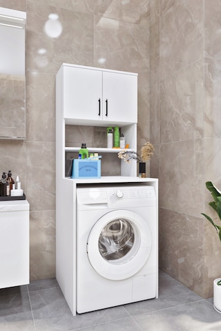 Ases Mobilya Esl0231 Çamaşır Makinesi Dolabı Banyo Dolabı Beyaz-safir Meşe Beyaz