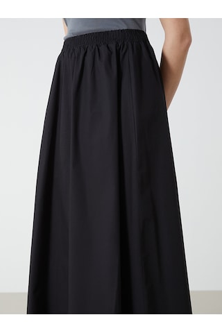 Lcw Modest Siyah Beli Lastikli Kadın Kloş Etek