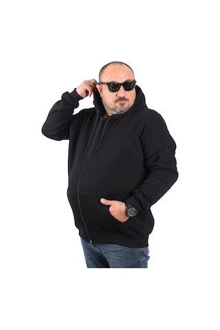 Moc Grande Mocgrande Büyük Beden Unisex Kapüşonlu 3Ip Sweat 11701 Sıyah