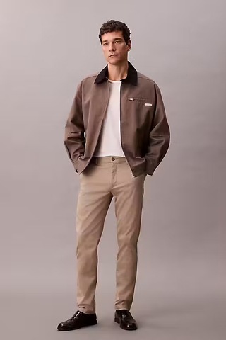 Calvin Klein Erkek Slim Fit Esnek Kumaşlı Chino Pantolon - Bej Vintage Khaki